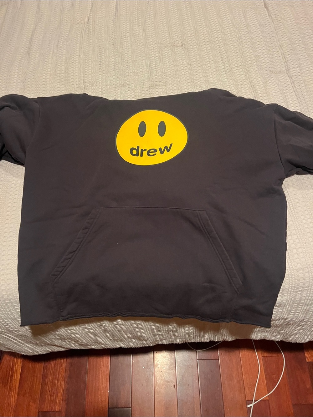 drew house Black Hoodie with Yellow Smiley Chest Logo